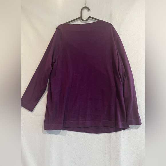 Eileen Fisher Plus Women Purple Cowl Neck Sweater 100% Merino Size 2X - Picture 2 of 8